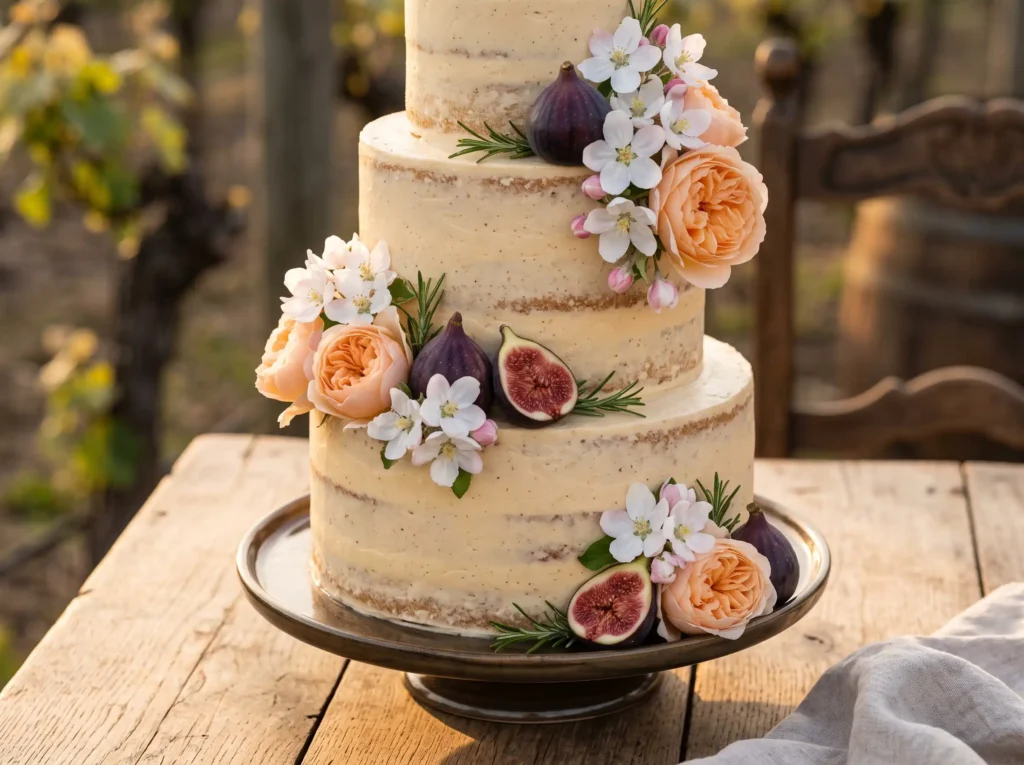 Honey Blossom Charm Inspiration Warm honey tone Wedding cake with honey buttercr…