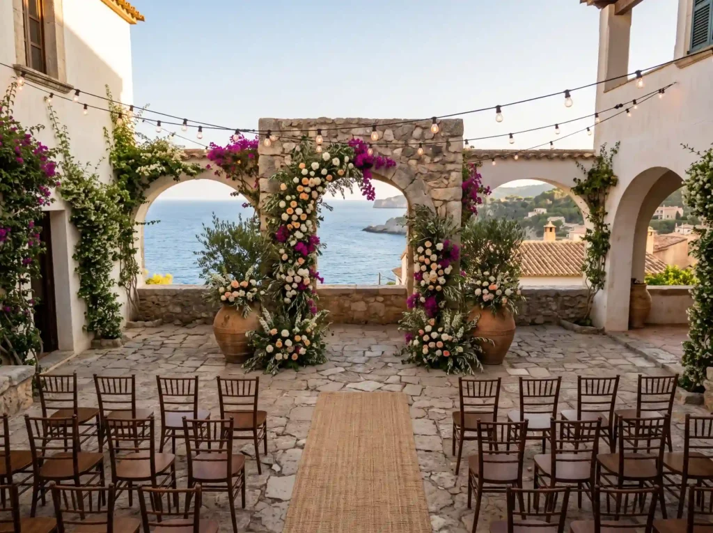 Mediterranean Coastal Courtyard Inspiration Eur Mediterranean courtyard ceremony… K