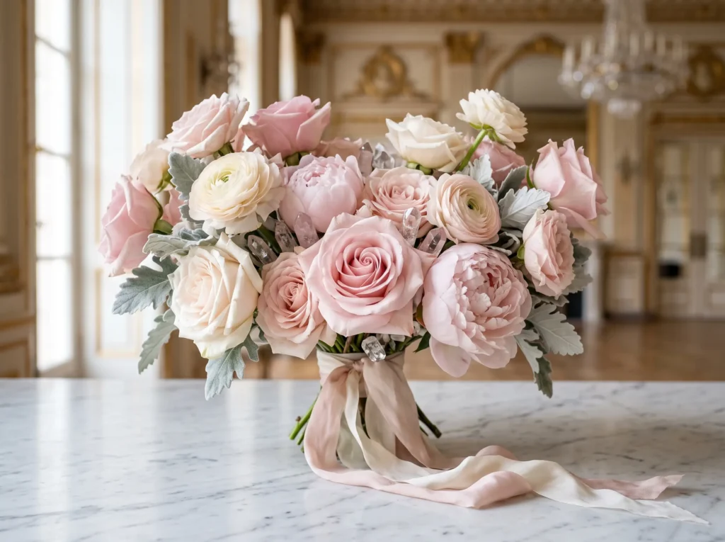 Rose Quartz Bloom Inspiration Inspired by the g Rose Quartz Bloom wedding flowers