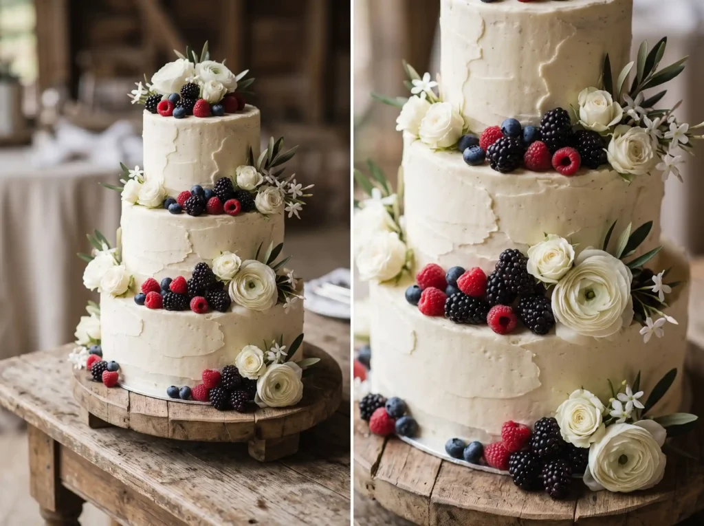 Rustic Berry Harvest Inspiration Fresh berries Rustic berry wedding cake K