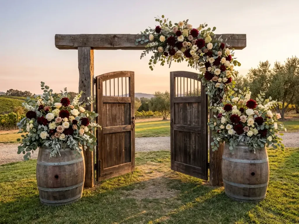 Rustic Vineyard Gateway Inspiration Romantic co Rustic vineyard gateway ceremony
