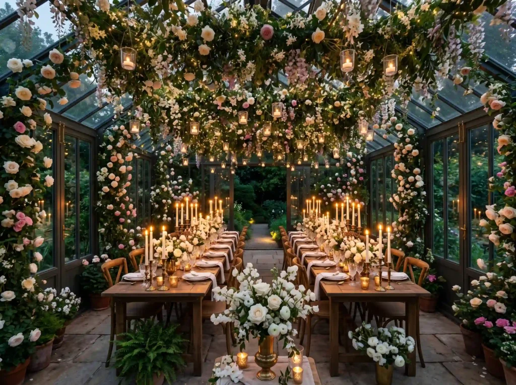 Secret Garden Greenhouse Dinner Inspiration A h Greenhouse dinner with flowering… K
