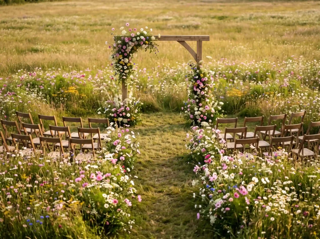 Wildflower Meadow Ceremony Inspiration Native w Wildflower meadow ceremony backdrop K
