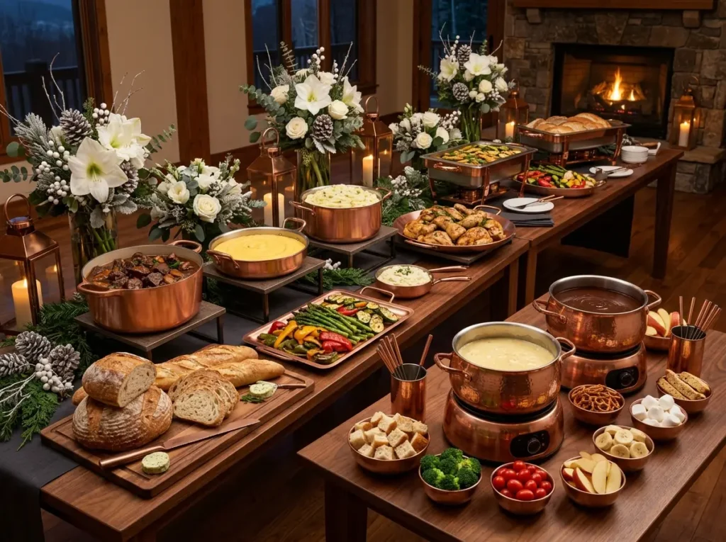 Alpine comfort buffet with fondue