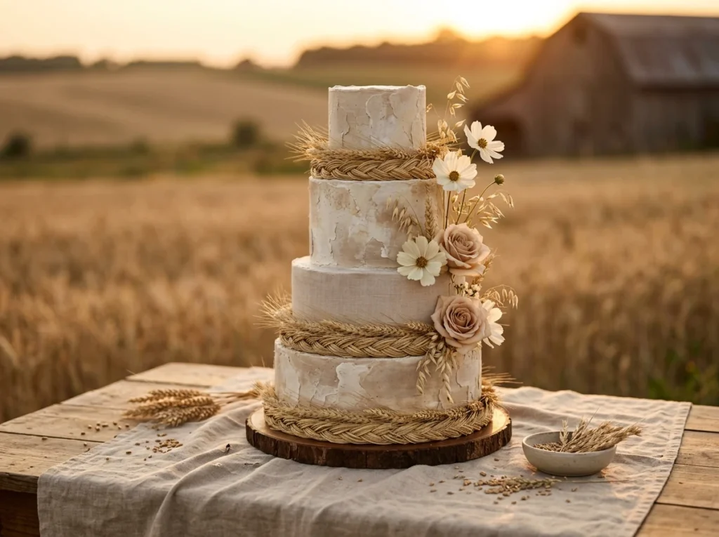 Harvest Wheat Romance Inspiration Rolling wheat Wheat wedding cake design
