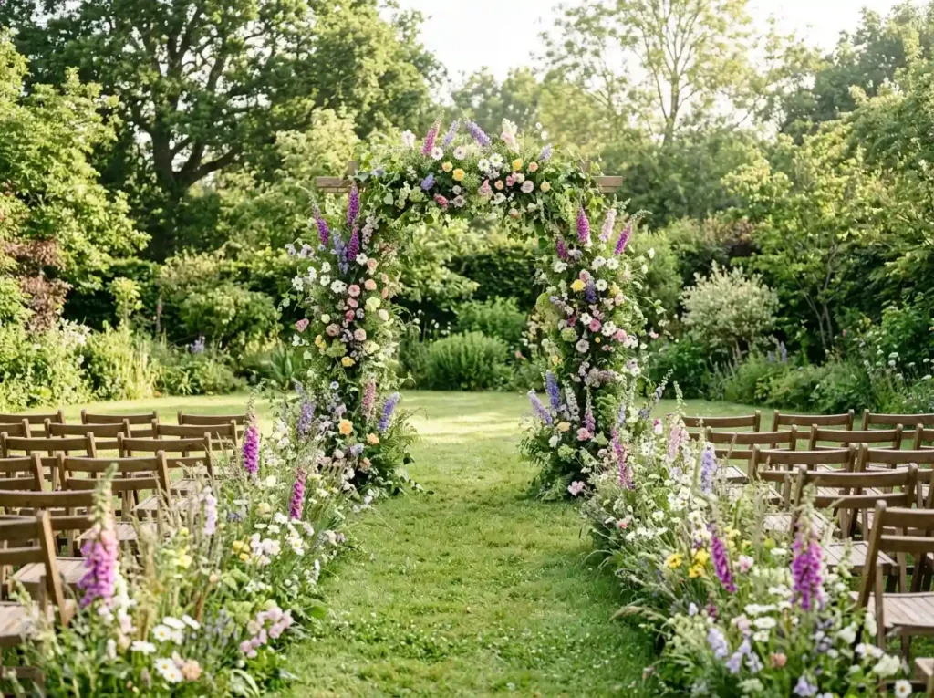 Wildflower Meadow Portal Inspiration Natural En Wildflower meadow arch ceremony