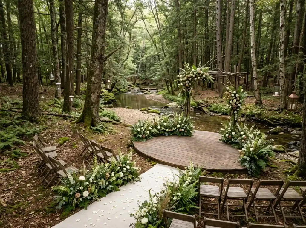 Woodland Creek Retreat Inspiration Hidden among Woodland creek wedding ceremony …