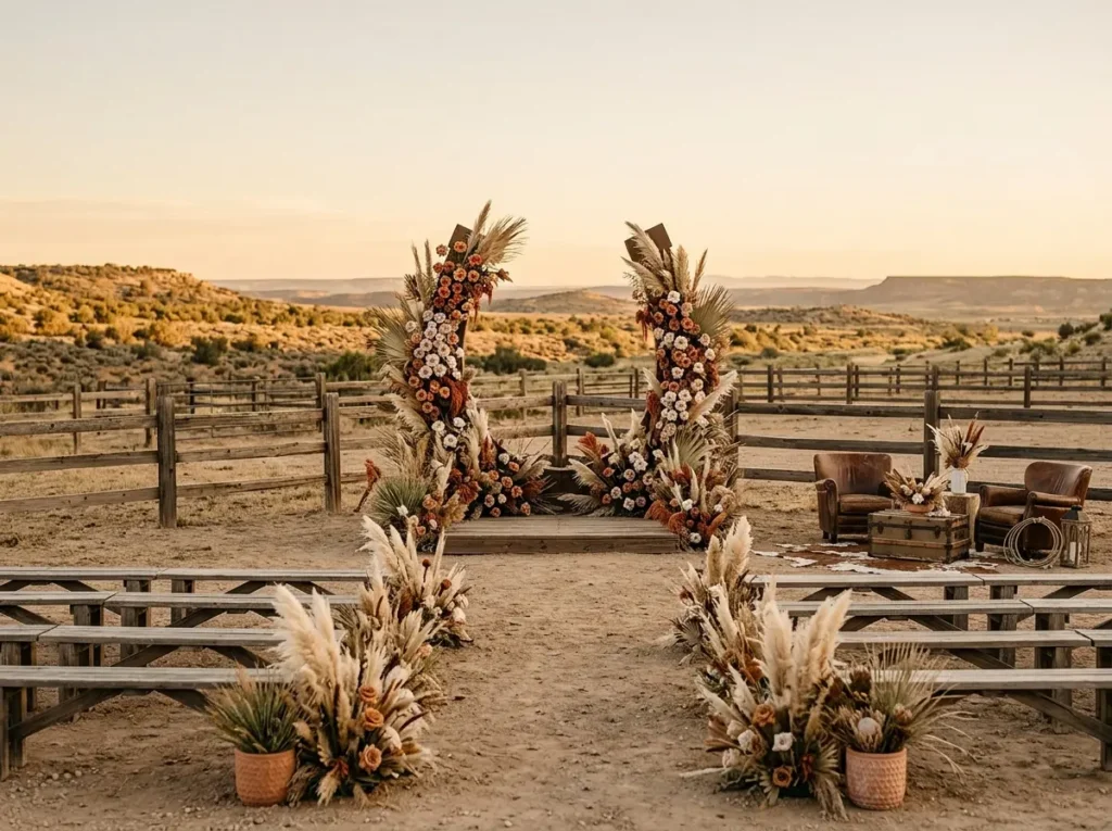 Desert ranch wedding ceremony