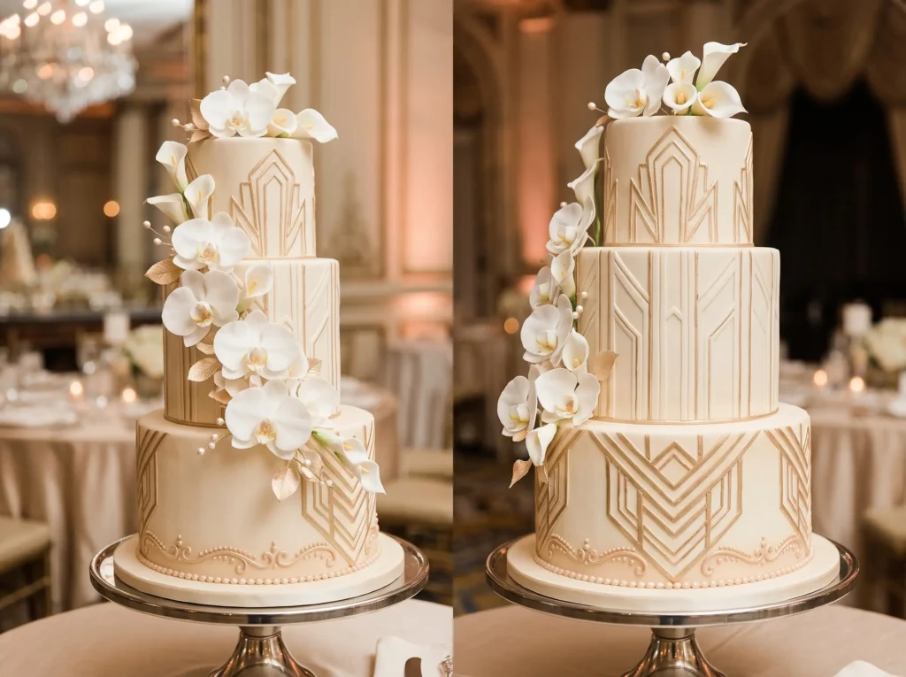 Art Deco Romance Inspiration Glamorous s ar Wedding cake Art Deco architectu…