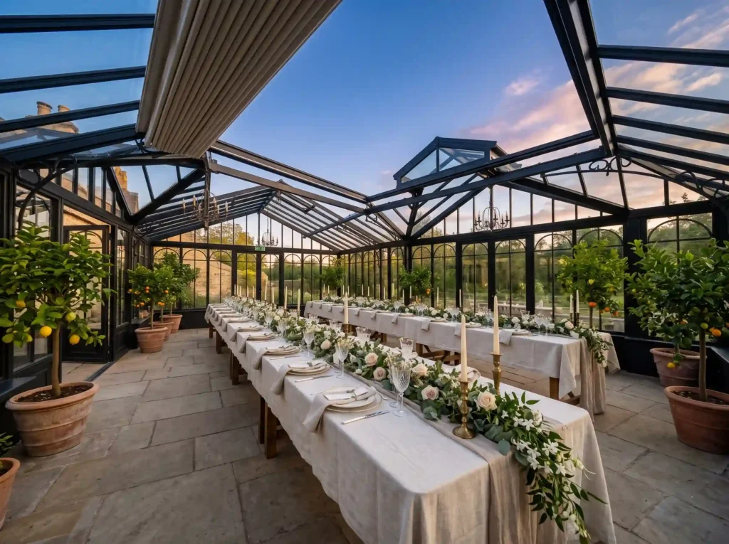 Country Conservatory Dinner Inspiration A refin Conservatory dinner with banquet… K