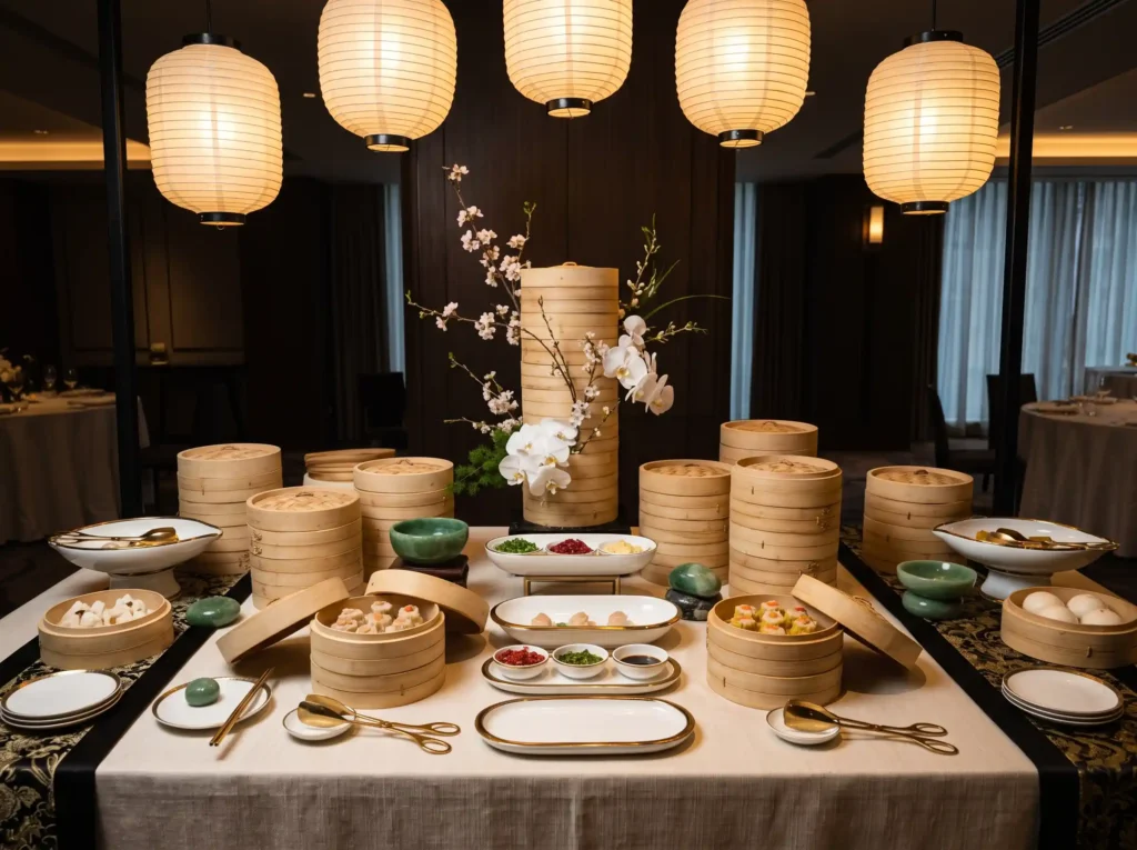 Dim Sum Pavilion Inspiration Traditional Asian Dim Sum wedding station buffet