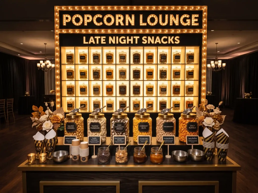 Gourmet Popcorn Lounge Inspiration Modern cinem Gourmet popcorn station wedding K