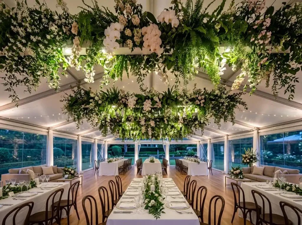 Hanging Garden Marquee Inspiration A lush suspe Floating garden marquee reception
