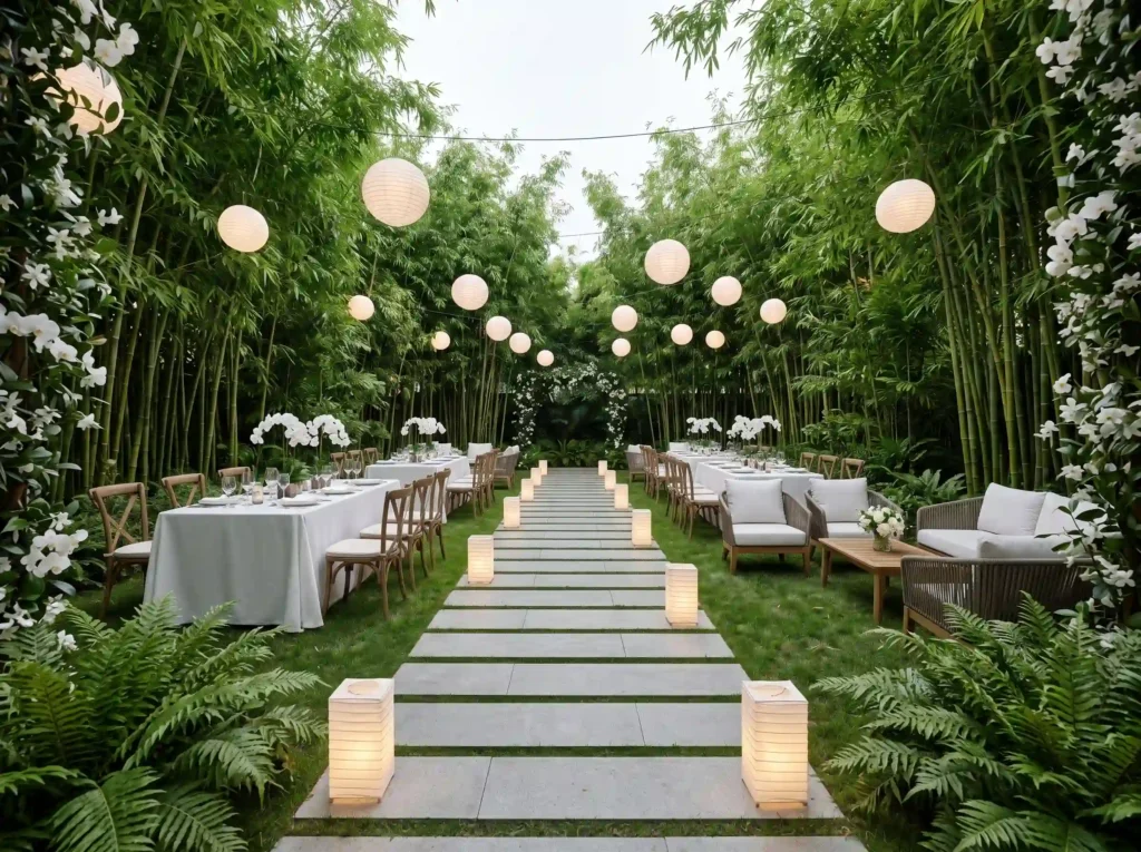 Hidden Bamboo Garden Reception Inspiration Draw Bamboo garden wedding reception K