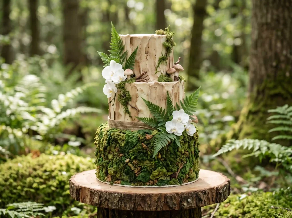 Moss Fern Woodland Cake Inspiration Forest floo Moss and fern woodland cake