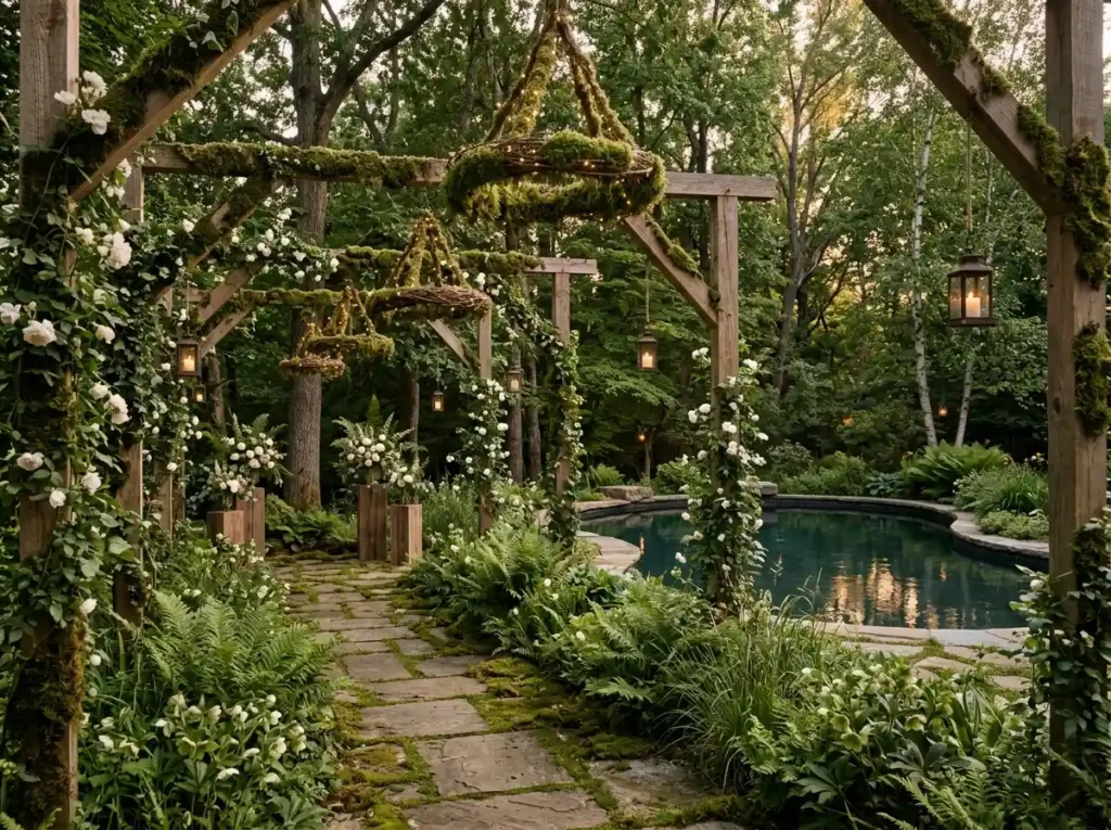 Secret Woodland Pool Inspiration An intimate fo Woodland pool wedding ceremony s…