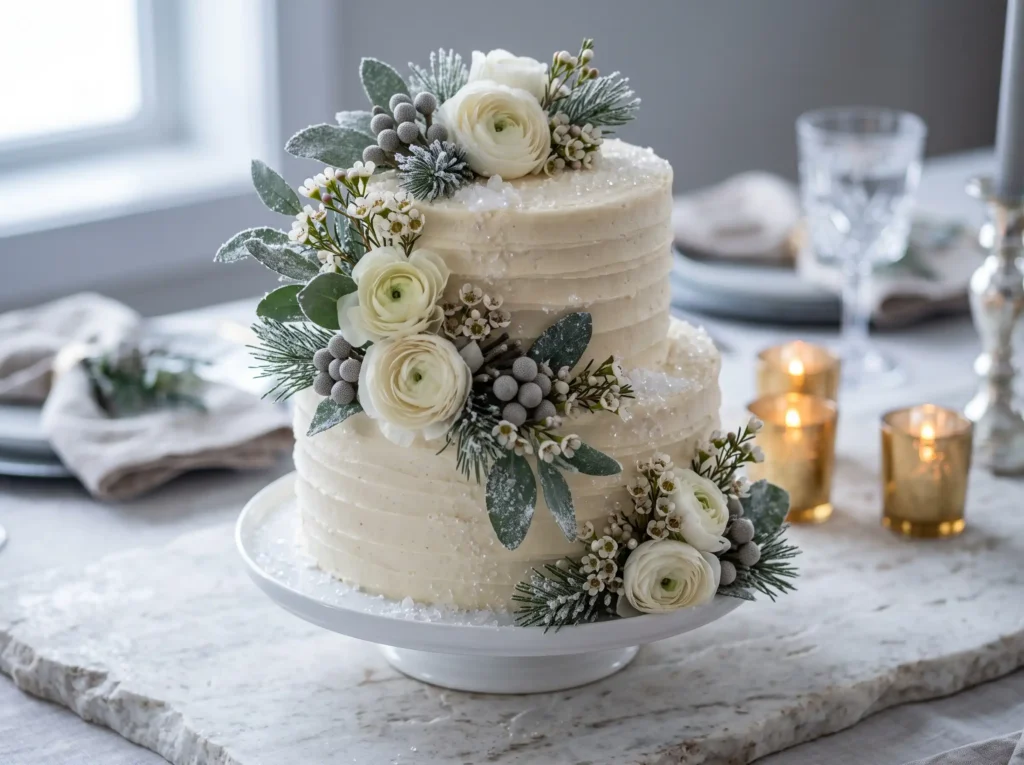Snowfall Elegance Cake Inspiration Winter celeb Snowfall Elegance Cake K