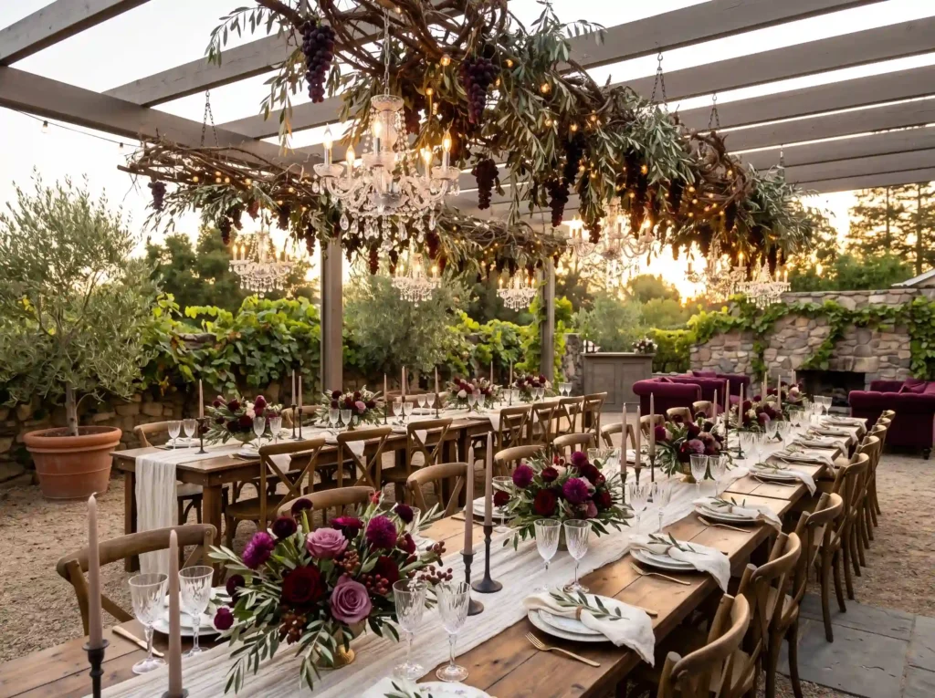 Vineyard Evening Escape Inspiration Inspired by Vineyard reception with grapevin… K