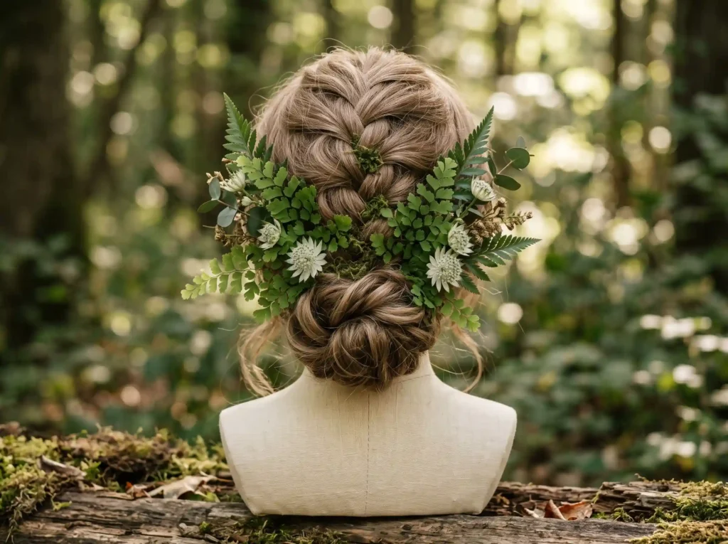 Woodland Fern Crown Inspiration Enchanted fores Fern crown on braided bun