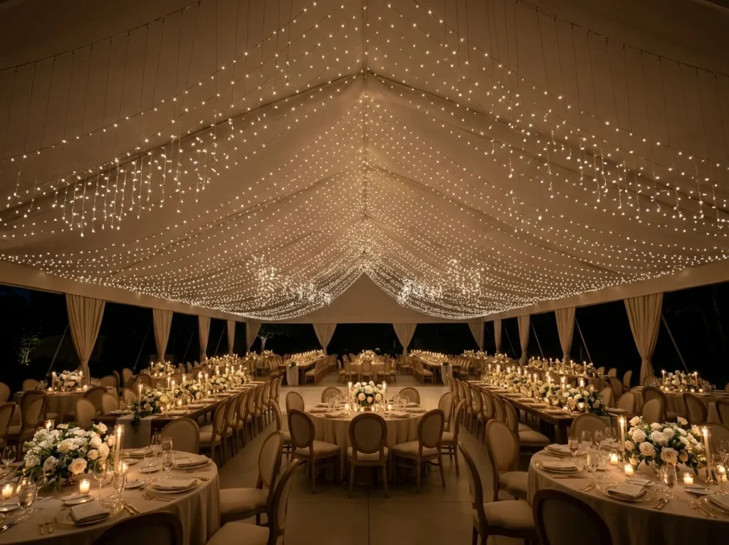 Luxury tent reception star ceiling