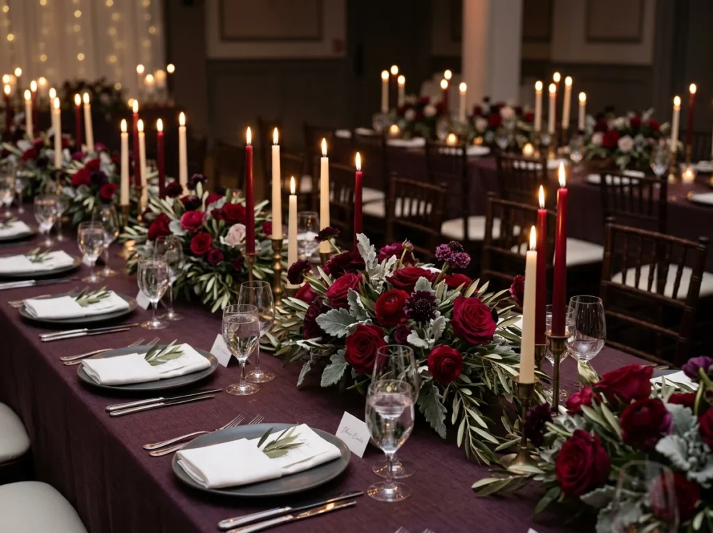 Candle table arrangement romanti…