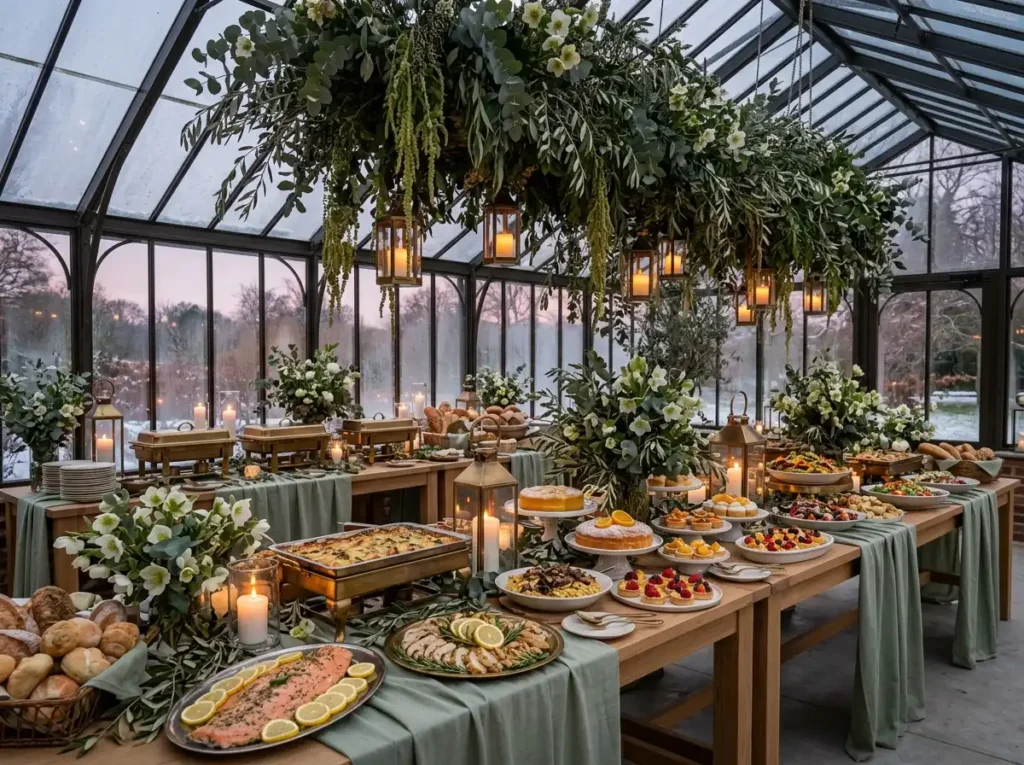 Winter greenhouse buffet feast