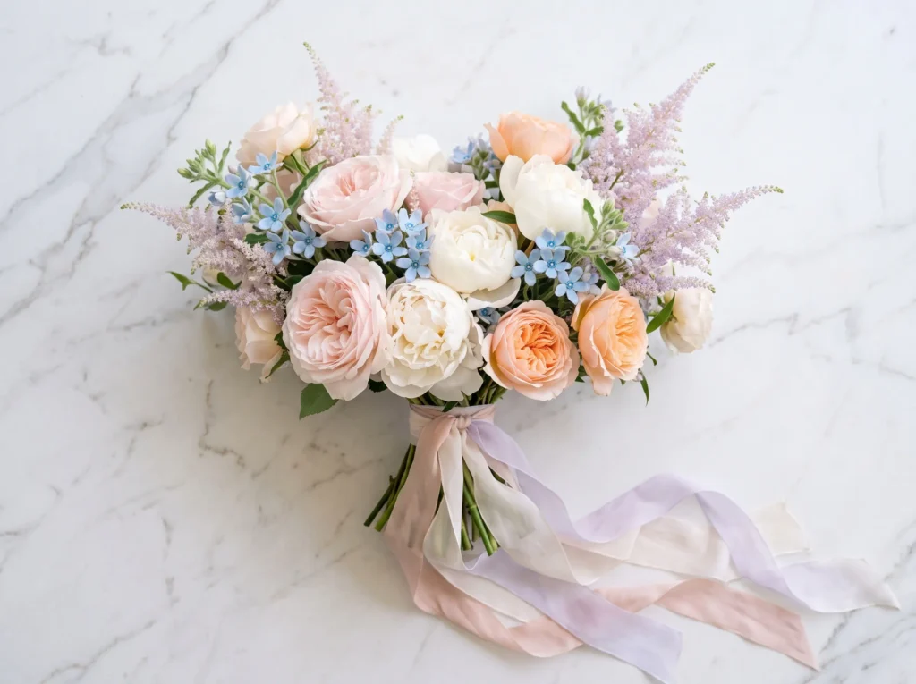 Celestial Pastel Bloom Collection Inspiration S Pastel floral bouquet with roses
