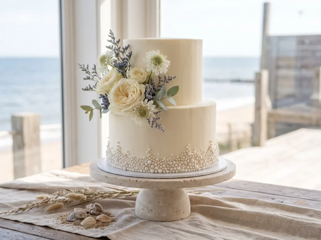 Coastal Pearl Simplicity Inspiration Preserving Coastal Pearl Wedding Cake K