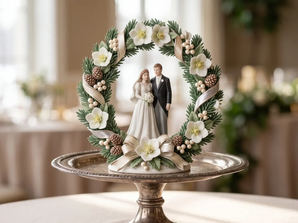 Evergreen Forever Keepsake Inspiration Inspired Evergreen wreath wedding topper K
