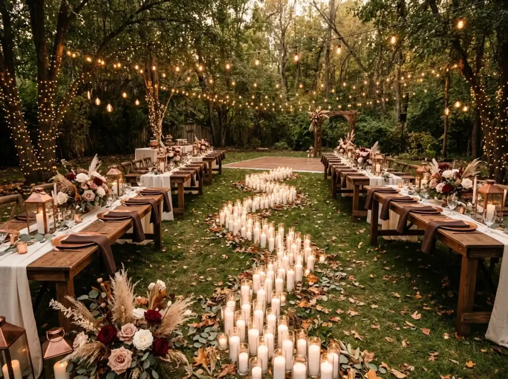 Mediterr Candle river wedding reception