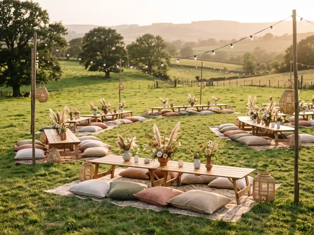 Pasture Picnic Reception Inspiration Relaxed co Pasture picnic reception styled …