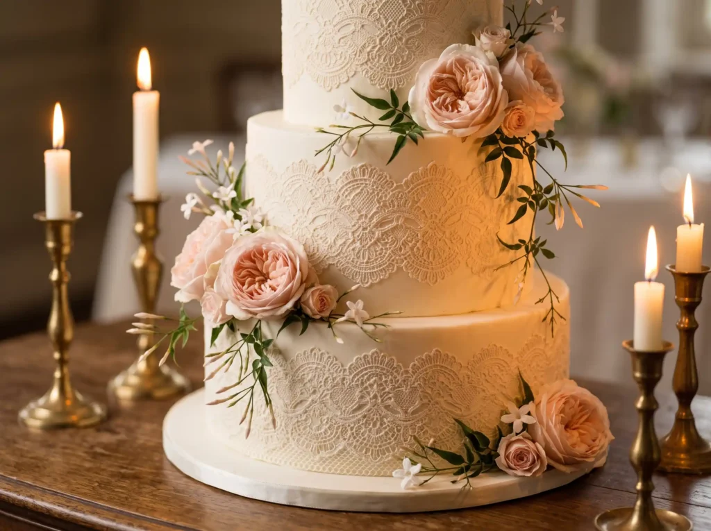 Romantic Vintage Lace Cake Inspiration Antique Romantic vintage lace cake K
