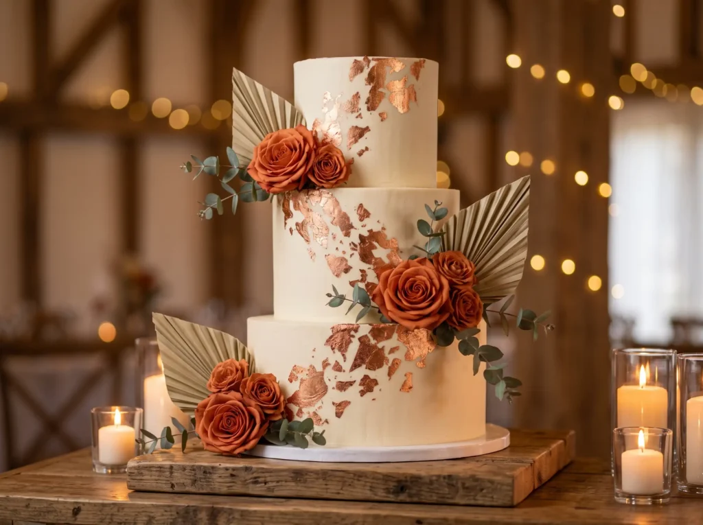Rustic Copper Bloom Inspiration Warm metallic a Rustic copper wedding cake K