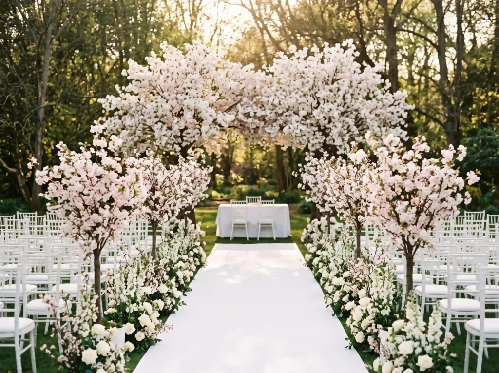 Snow Blossom Ceremony Garden Inspiration Inspir Wedding ceremony with flowering …