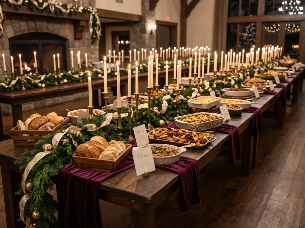 Candlelit Winter Banquet Inspiration Designed f Candlelit winter banquet buffet K