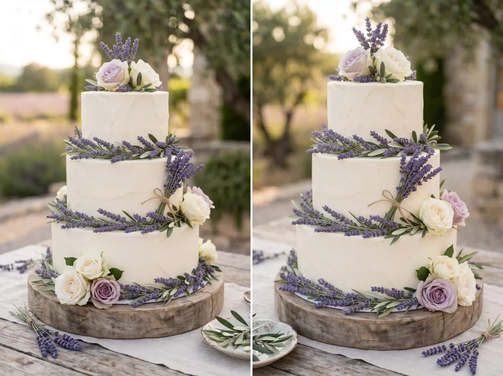 Lavender Farm Dream Inspiration Endless lavende Lavender wedding cake wrapped la…
