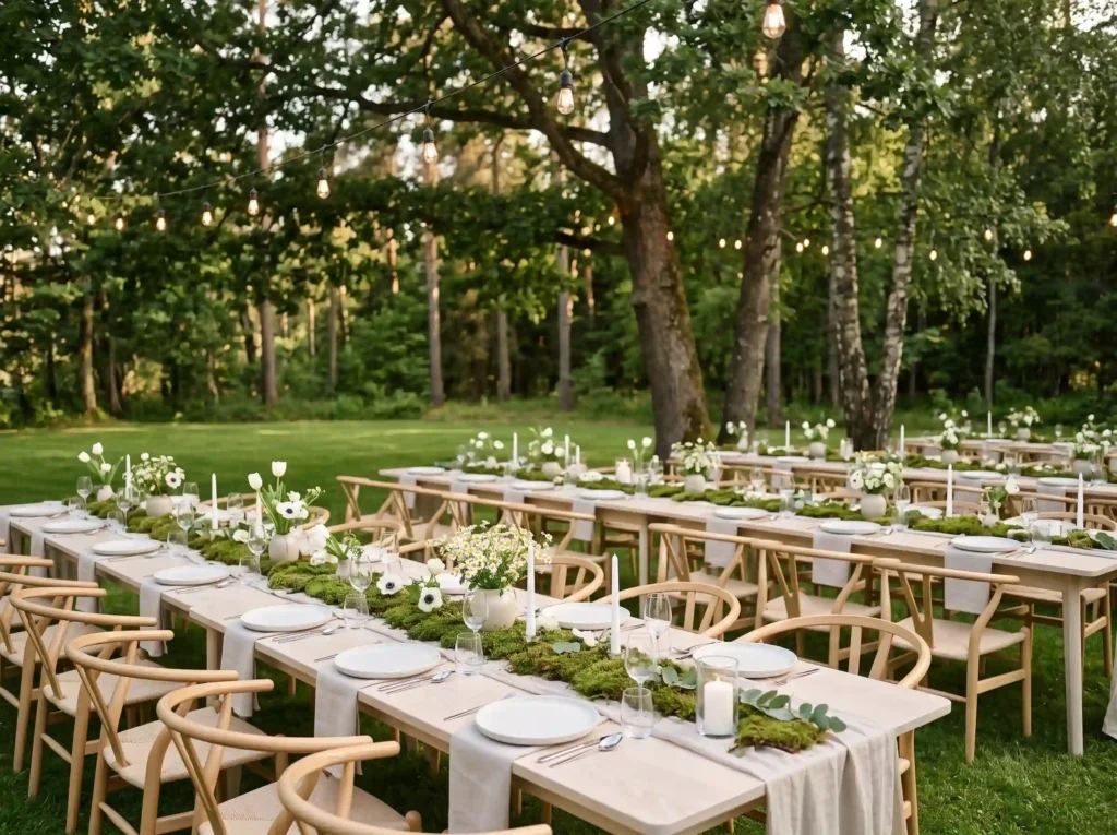 Scandinavian Forest Feast Inspiration Inspired Forest reception Nordic styling K