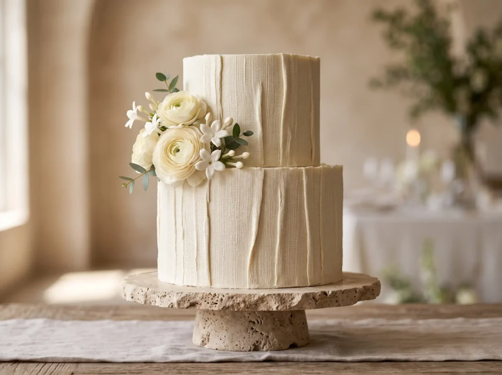 Sculpted Linen Texture Inspiration Retaining th Two tier cake linen texture K