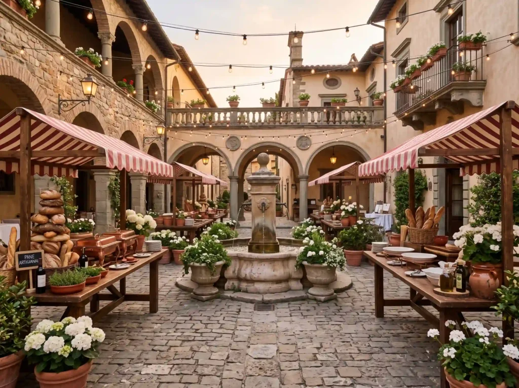 Grand Italian Piazza Buffet Inspiration A festi Italian Piazza Buffet Wedding Re…