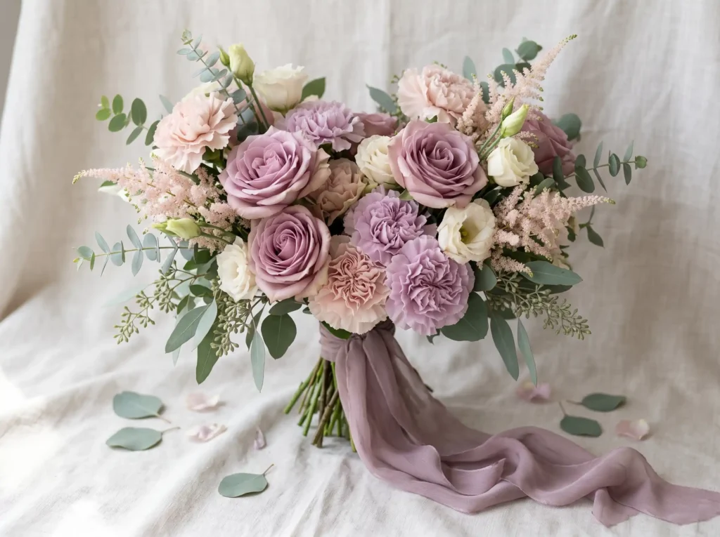 Romantic Mauve Whisper Inspiration Muted mauve Mauve floral bridal bouquet K
