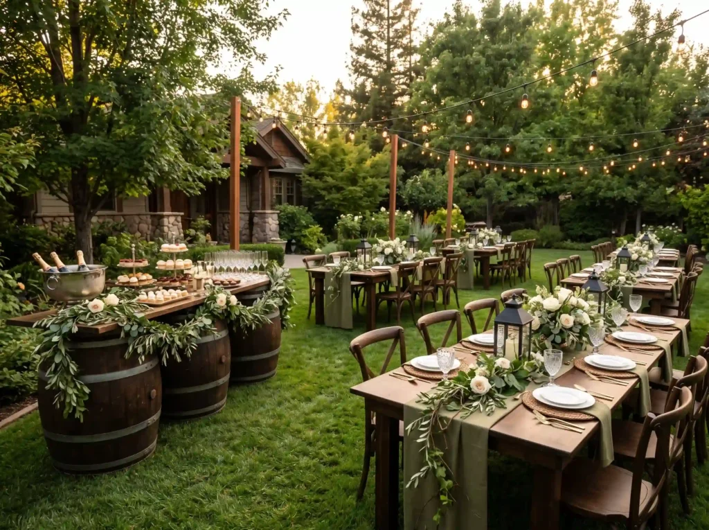 Vineyard Garden Reception Inspiration A refined Vineyard garden reception wine b…