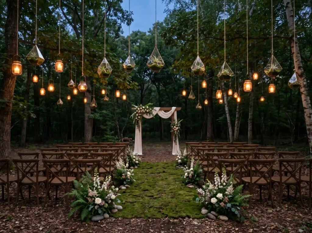 Woodland Twilight Escape Inspiration A secluded Woodland wedding with evening li…