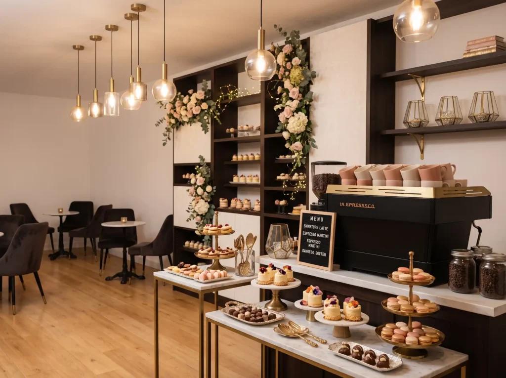 Dessert Coffee Lounge Inspiration The final cou Dessert coffee lounge with displays
