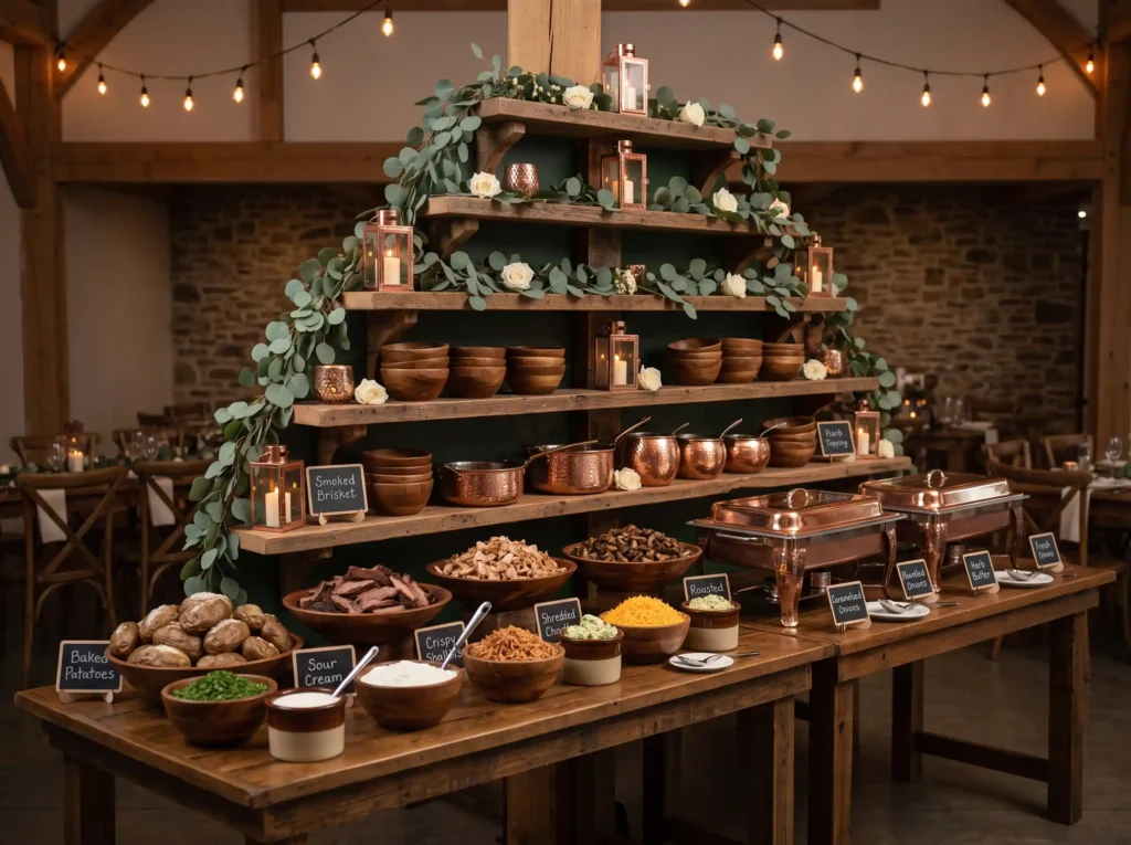 Gourmet Baked Potato Harvest Bar Inspiration A Baked potato harvest bar buffet