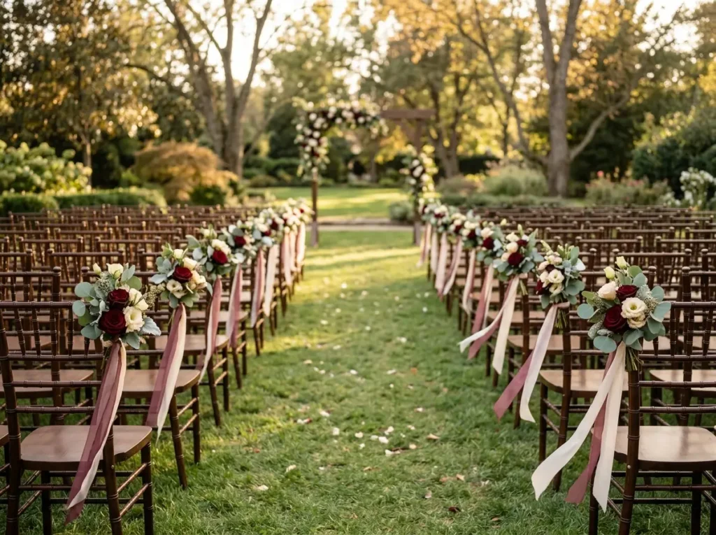 Burgundy Floral Chair Markers Inspiration Elega Burgundy floral chair markers