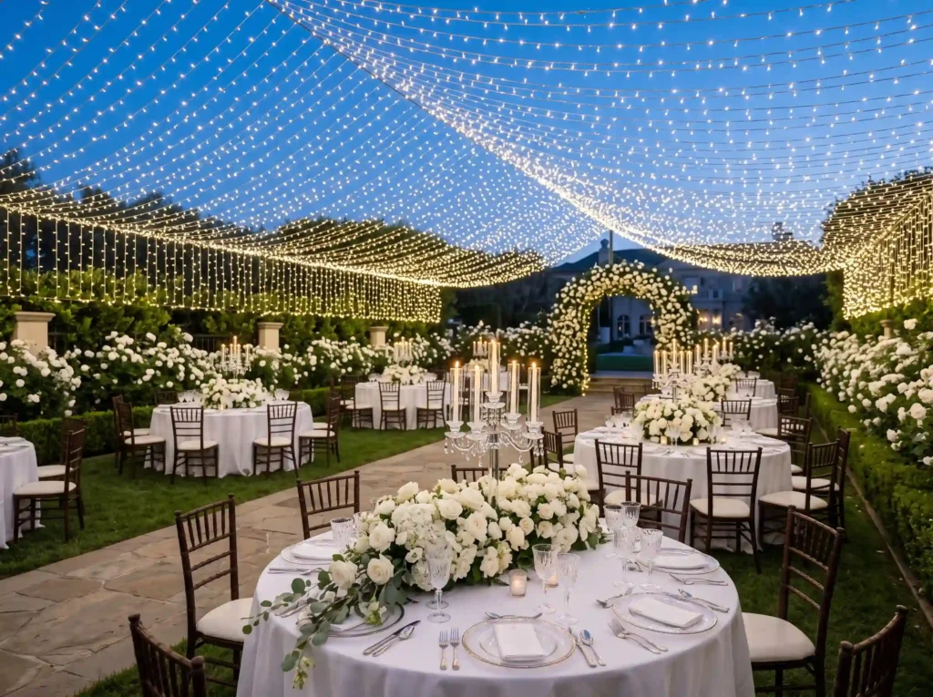 Starlit White Rose Estate Inspiration An elegan White Rose Estate starlit reception