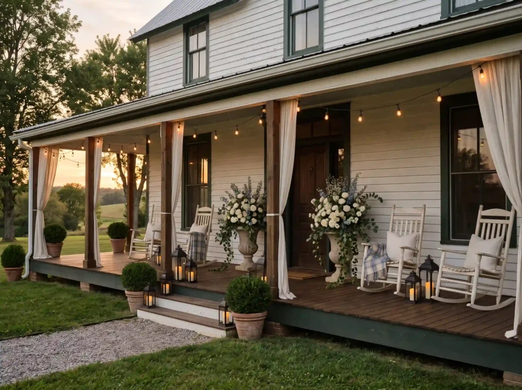 Vintage Porch Celebration Inspiration Historic Farmhouse porch wedding ceremony K