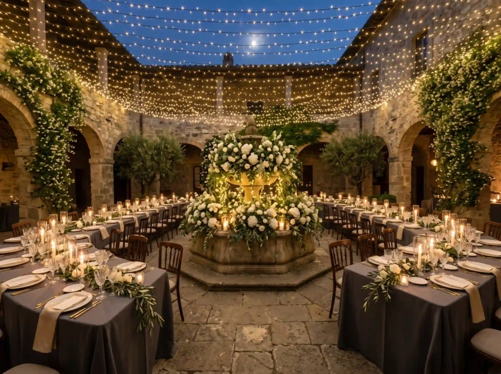 Moonlit Courtyard Feast Inspiration Quiet count Moonlit courtyard feast reception K