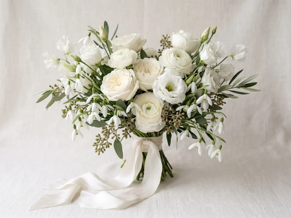 Snowdrop Silk Bouquet Inspiration Inspired by t Snowdrop bridal bouquet K