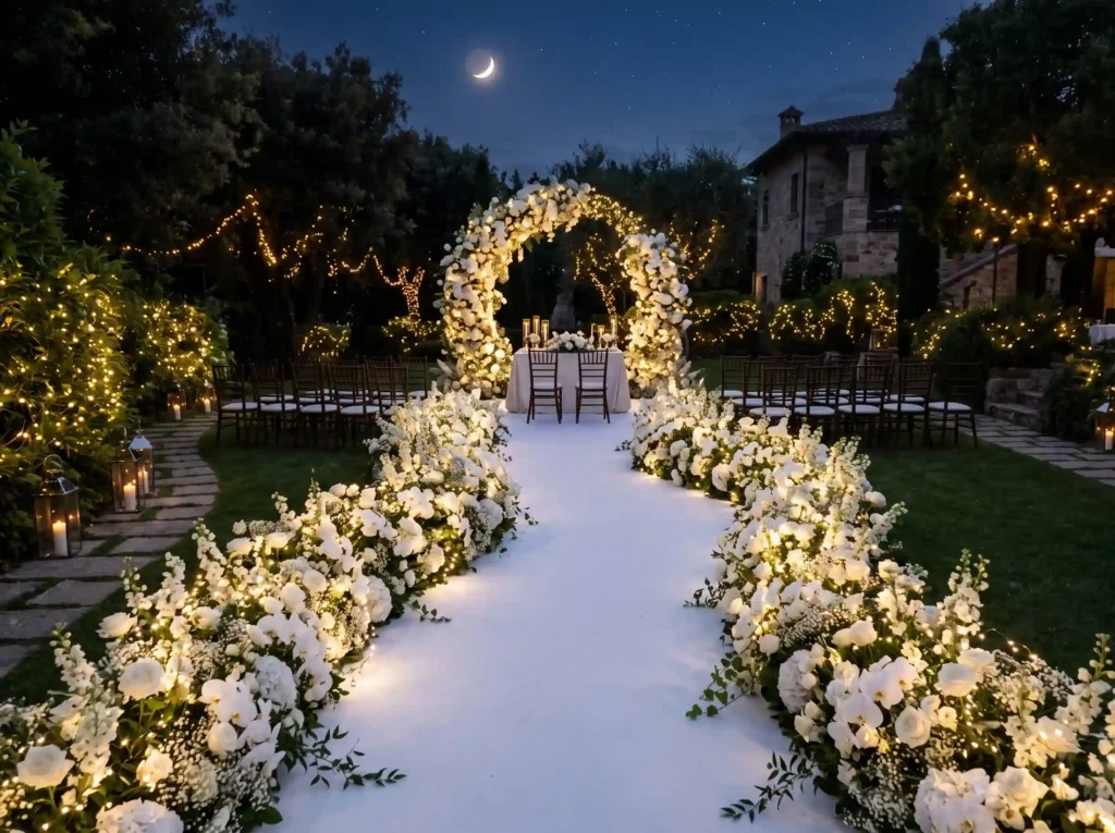 Moonlit White Bloom Walk Inspiration Created fo White floral crescent altar K